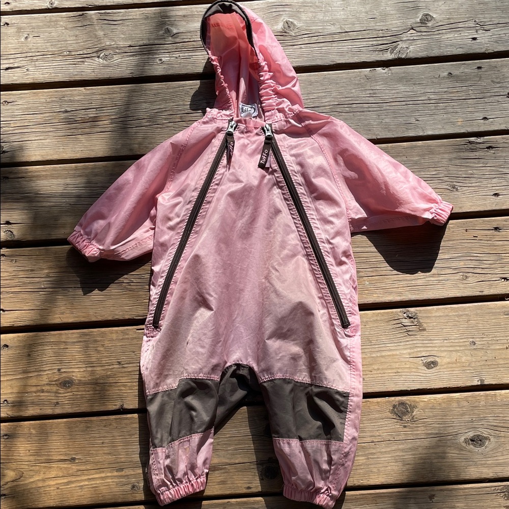 TUFFO 6-12M Pink Baby Rainsuit Splashsuit with Hood